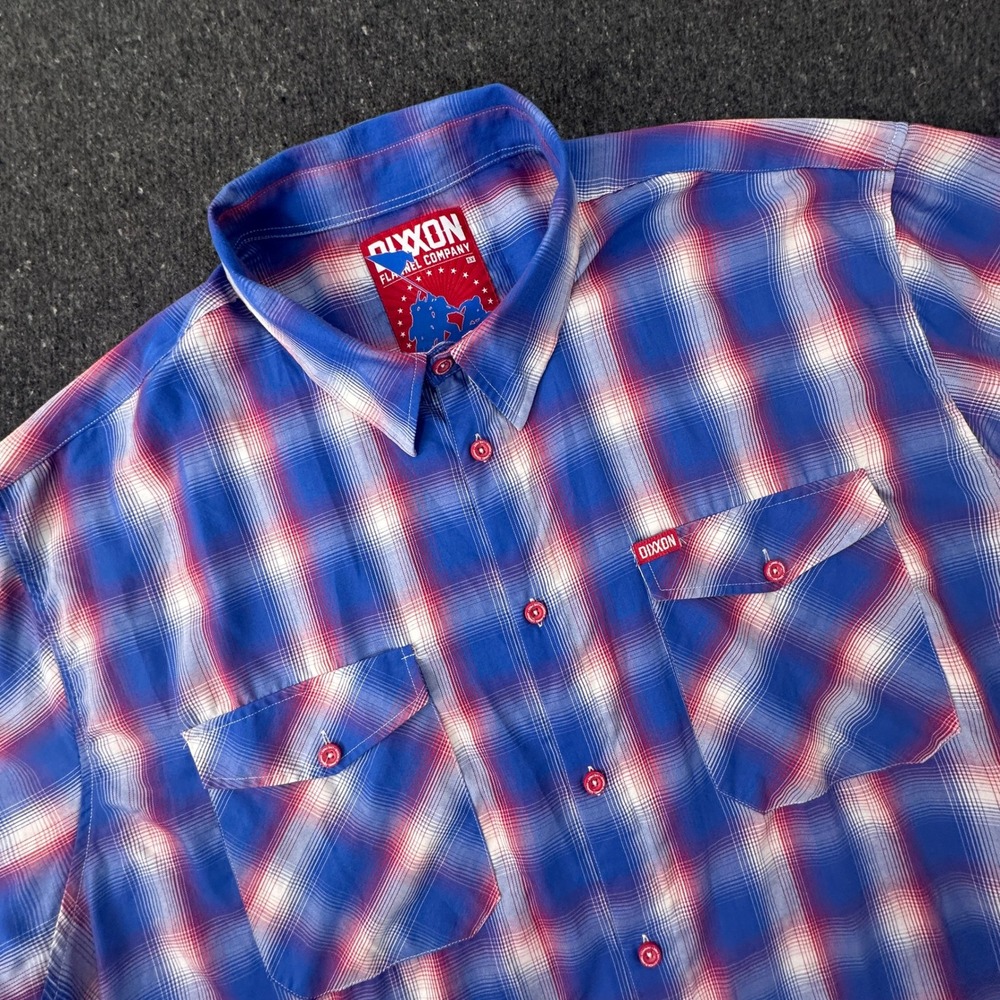 Dixxon Flannel Company "GLORY" Shirt Men 5X Blue Plaid Short Sleeve Bamboo Blend